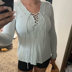 Light blue long sleeve soft & sexy ae